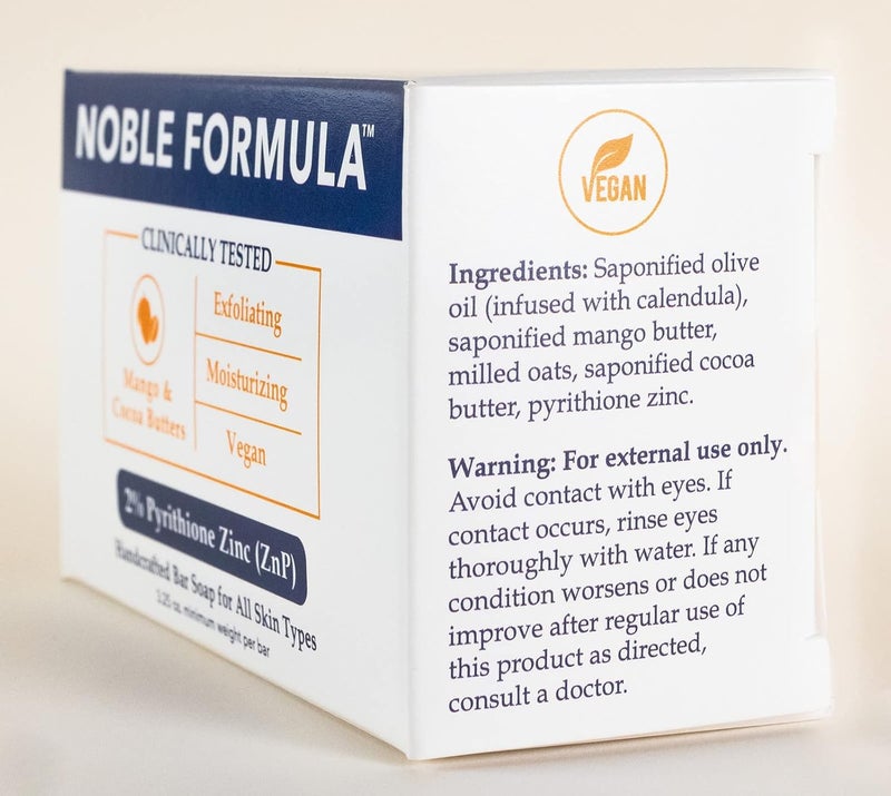 Noble Formula Vegan Mango and Cocoa Butter Bar Soap with 2% Pyrithione Zinc, 3.25 oz - Image 2